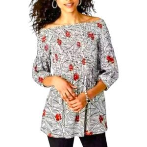 J.JILL Plus Size Women's Boo-Hoo Floral Print 3/4 Sleeve Top New!